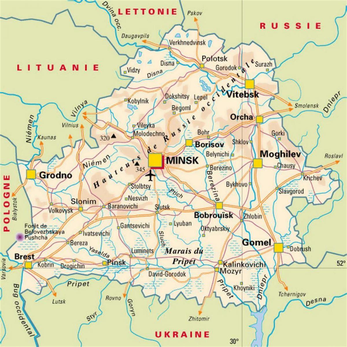 Harta Belarus orașe